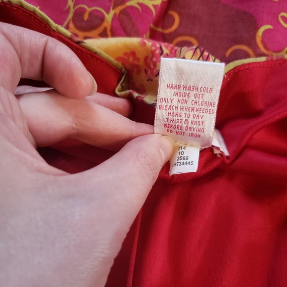 Xhilaration skirt size small red gold green blue floral stripe side zipper lined - Picture 4 of 5